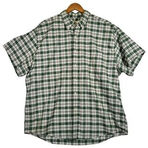 EDDIE BAUER Button Up Shirt Green Plaid Men's XL 100%‎ Cotton